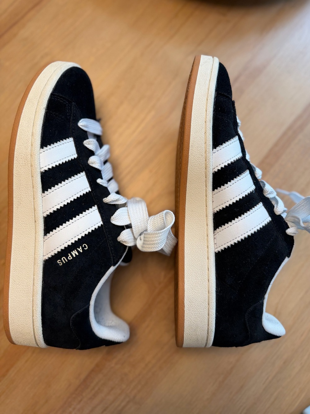 adidas Black Suede Campus Sneakers with White Stripes